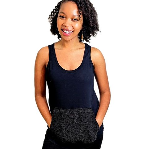 tank top with pocket, black