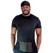 tee with attached front panel, black